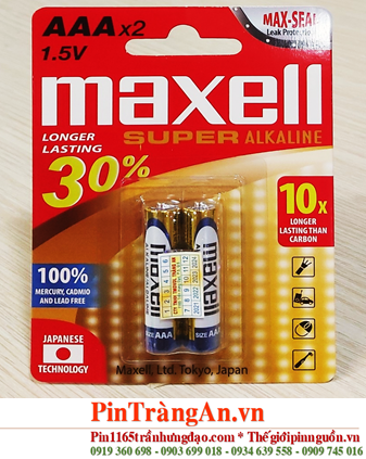 Maxell LR03(GD)2B, Pin AA 1.5v Maxell LR03(GD)2B Super Alkaline chính hãng _MẪU MỚI /Vỉ 2viên